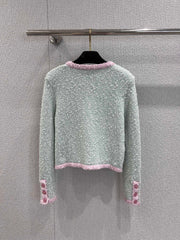 Grainy Single-Breasted Knit Cardigan