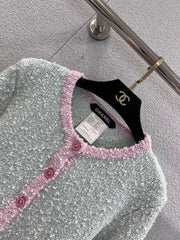 Grainy Single-Breasted Knit Cardigan