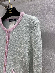 Grainy Single-Breasted Knit Cardigan