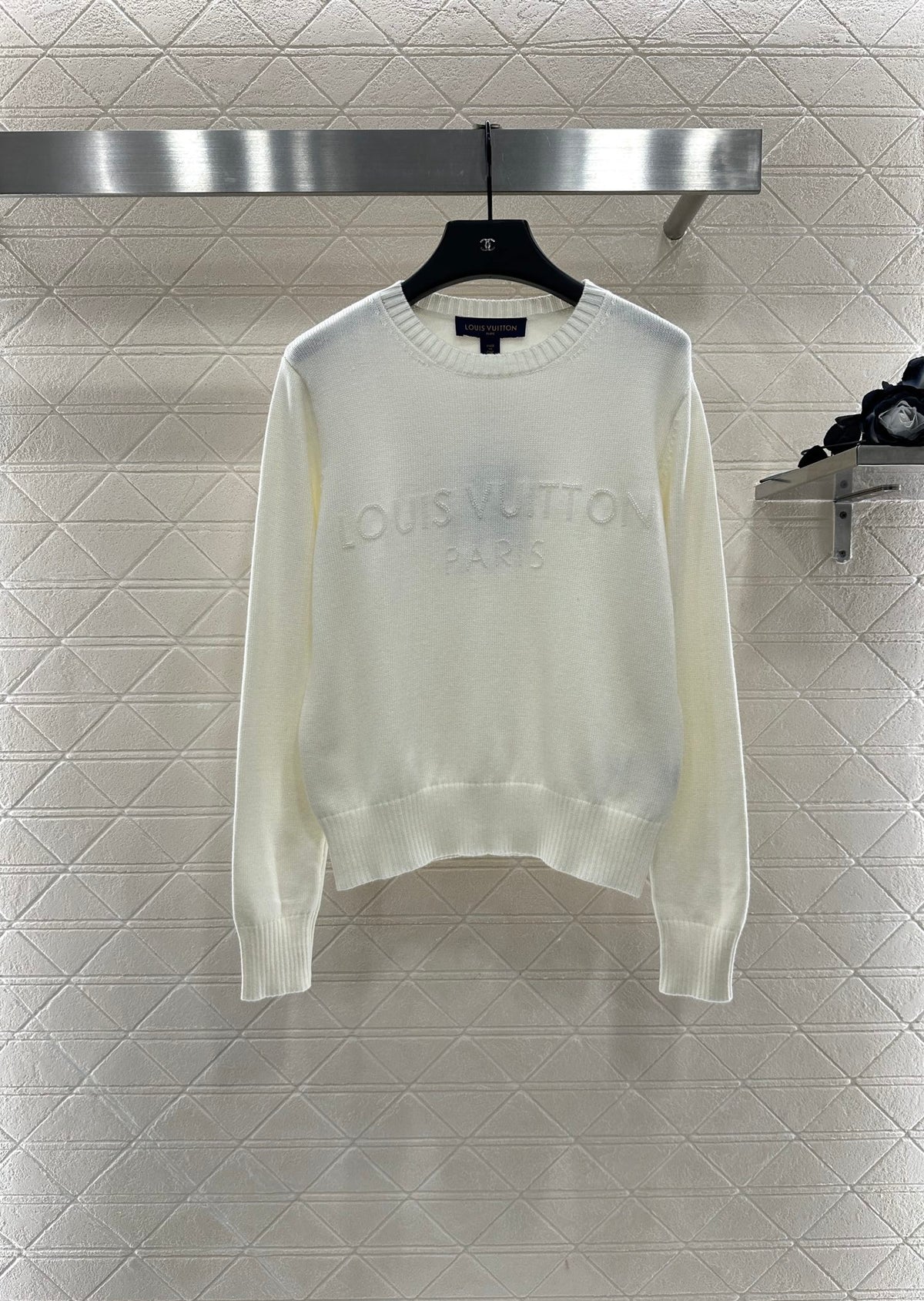Beaded Lettering Knit Long Sleeve