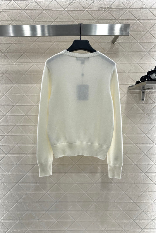Beaded Lettering Knit Long Sleeve