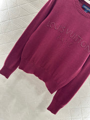 Beaded Lettering Knit Long Sleeve