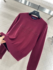 Beaded Lettering Knit Long Sleeve