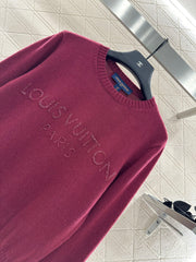 Beaded Lettering Knit Long Sleeve
