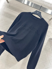 Beaded Lettering Knit Long Sleeve