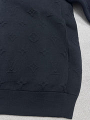 Embossed, stand-collar knitted jacket