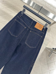 Embroidered lettering straight-leg denim trousers
