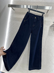 Embroidered lettering straight-leg denim trousers