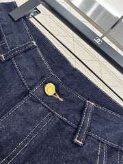 Embroidered lettering straight-leg denim trousers