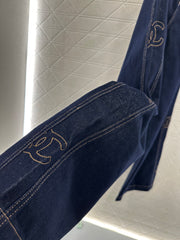 Embroidered lettering straight-leg denim trousers