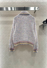 Lapel Dotted Cardigan Sweater