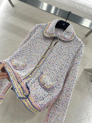 Lapel Dotted Cardigan Sweater