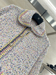 Lapel Dotted Cardigan Sweater