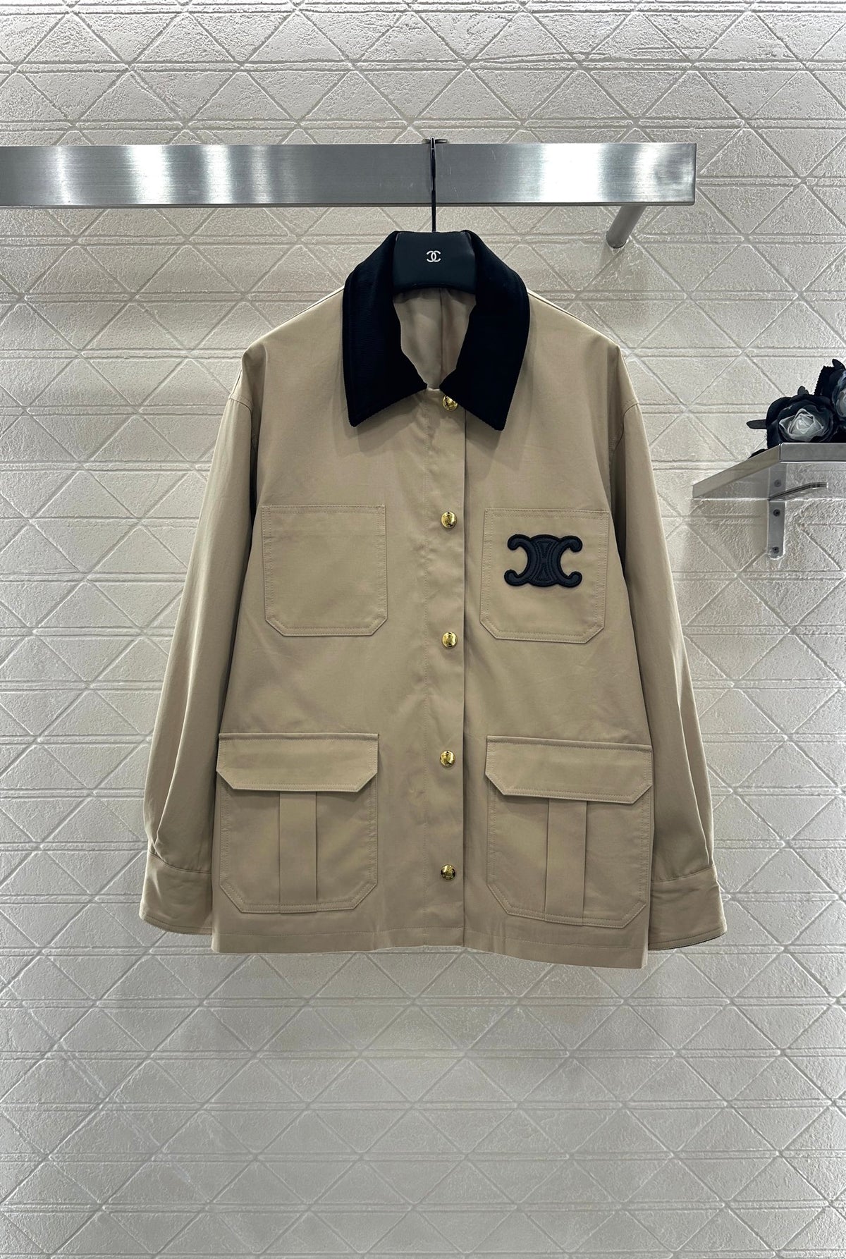 Corduroy Collar Contrast Jacket