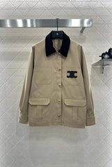 Corduroy Collar Contrast Jacket
