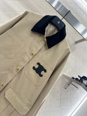 Corduroy Collar Contrast Jacket
