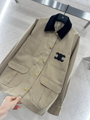 Corduroy Collar Contrast Jacket