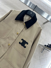 Corduroy Collar Contrast Jacket