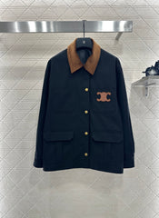 Corduroy Collar Contrast Jacket
