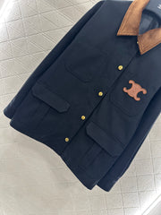 Corduroy Collar Contrast Jacket