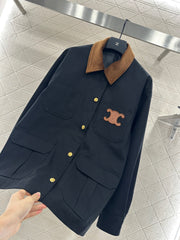Corduroy Collar Contrast Jacket