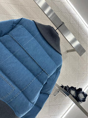 Denim Lapel Zip-Up Jacket Down Jacket