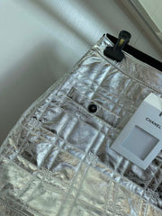 Embossed Plaid Cowhide Miniskirt