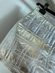 Embossed Plaid Cowhide Miniskirt
