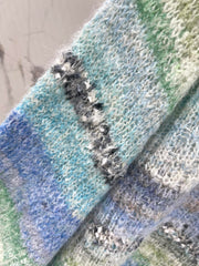 Gradient Stripe Mohair V-Neck Knit Sweater