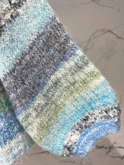 Gradient Stripe Mohair V-Neck Knit Sweater