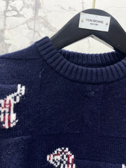 Jacquard Embroidered Puppy Crew Neck Sweater