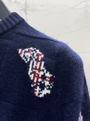 Jacquard Embroidered Puppy Crew Neck Sweater