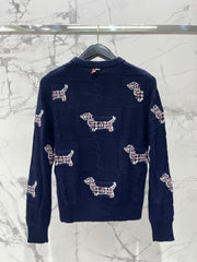 Jacquard Embroidered Puppy Crew Neck Sweater
