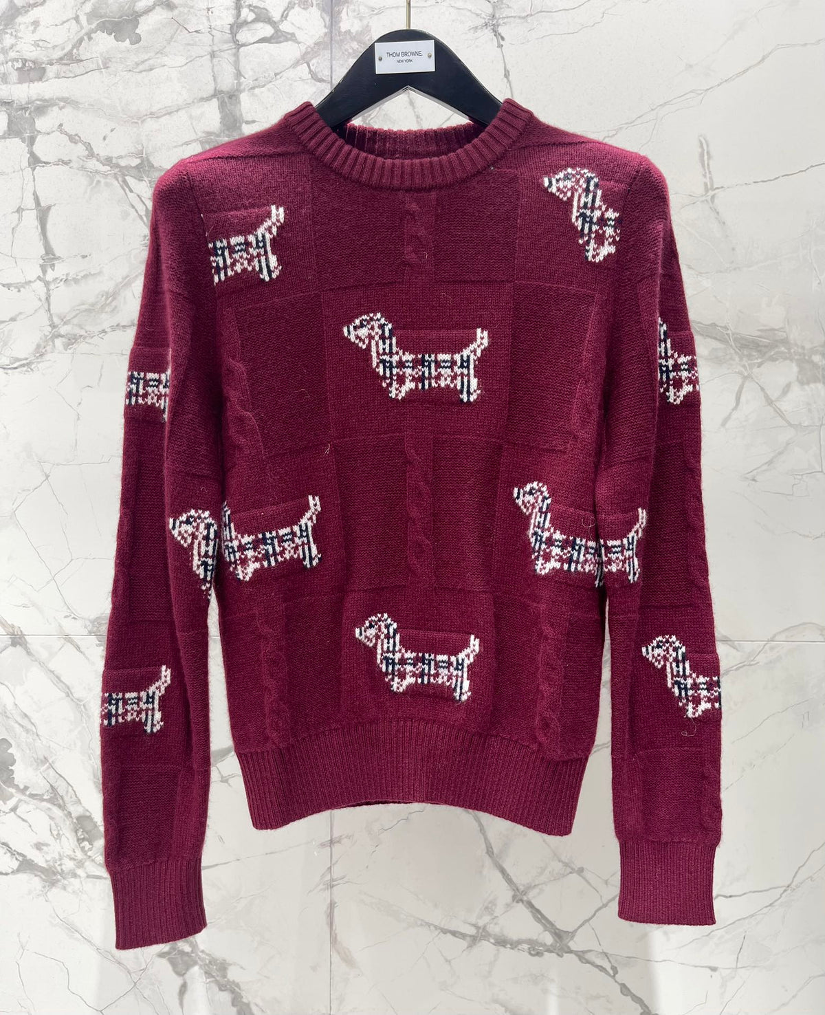 Jacquard Embroidered Puppy Crew Neck Sweater