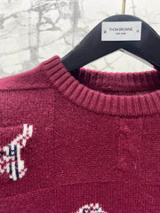 Jacquard Embroidered Puppy Crew Neck Sweater