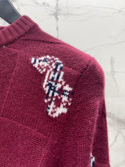 Jacquard Embroidered Puppy Crew Neck Sweater