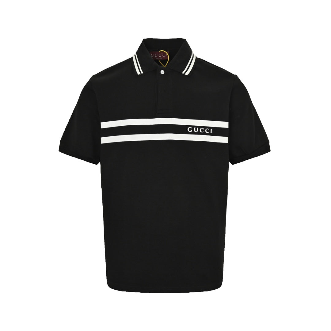 Striped printed lettering Polo short sleeve