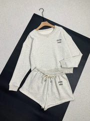 Letter Print Sweatshirt Set