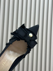24ss new arrival～ home bow 🎀 pearl cat heel small shoes