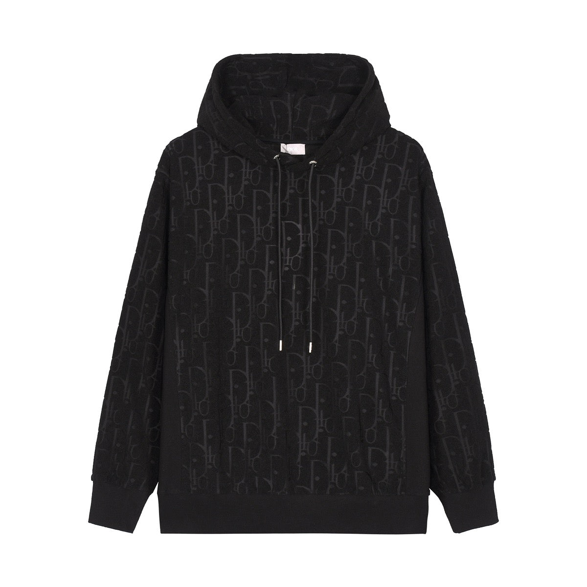 Classic all over print dark pattern terry embroidered hooded sweatshirt