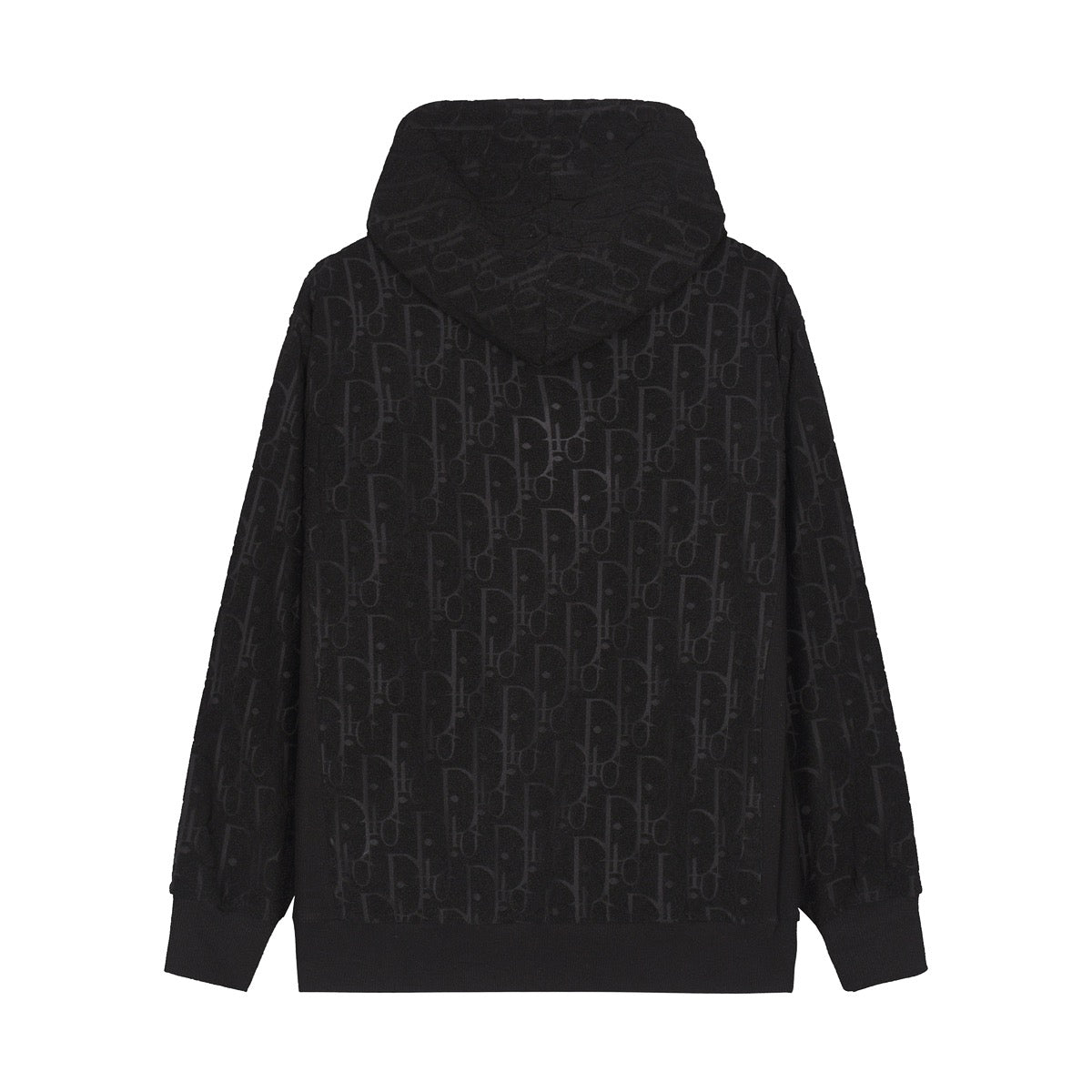 Classic all over print dark pattern terry embroidered hooded sweatshirt