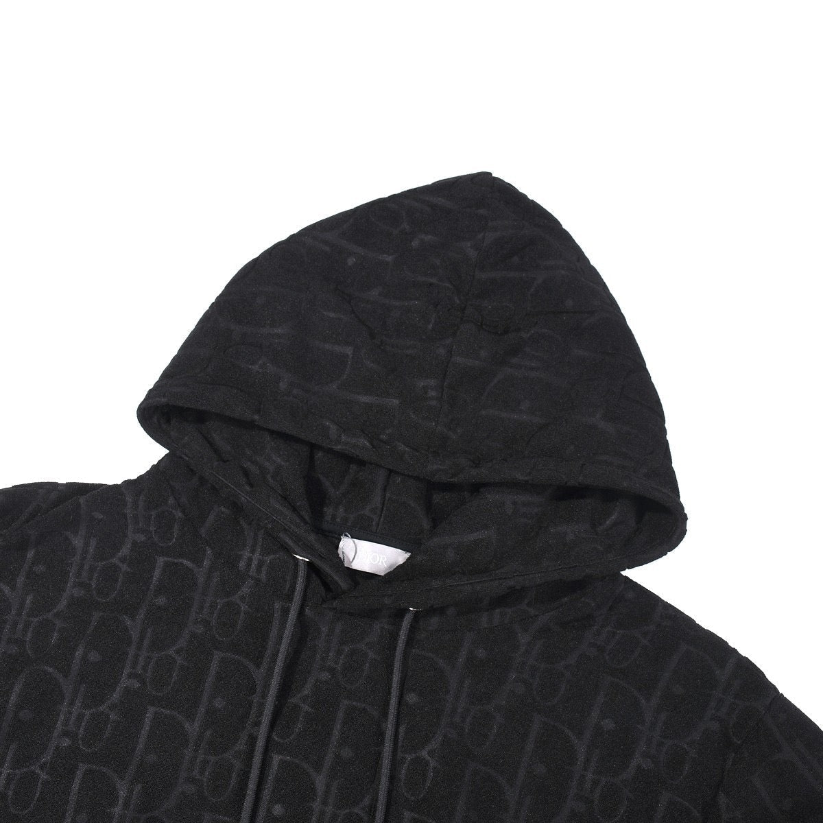 Classic all over print dark pattern terry embroidered hooded sweatshirt