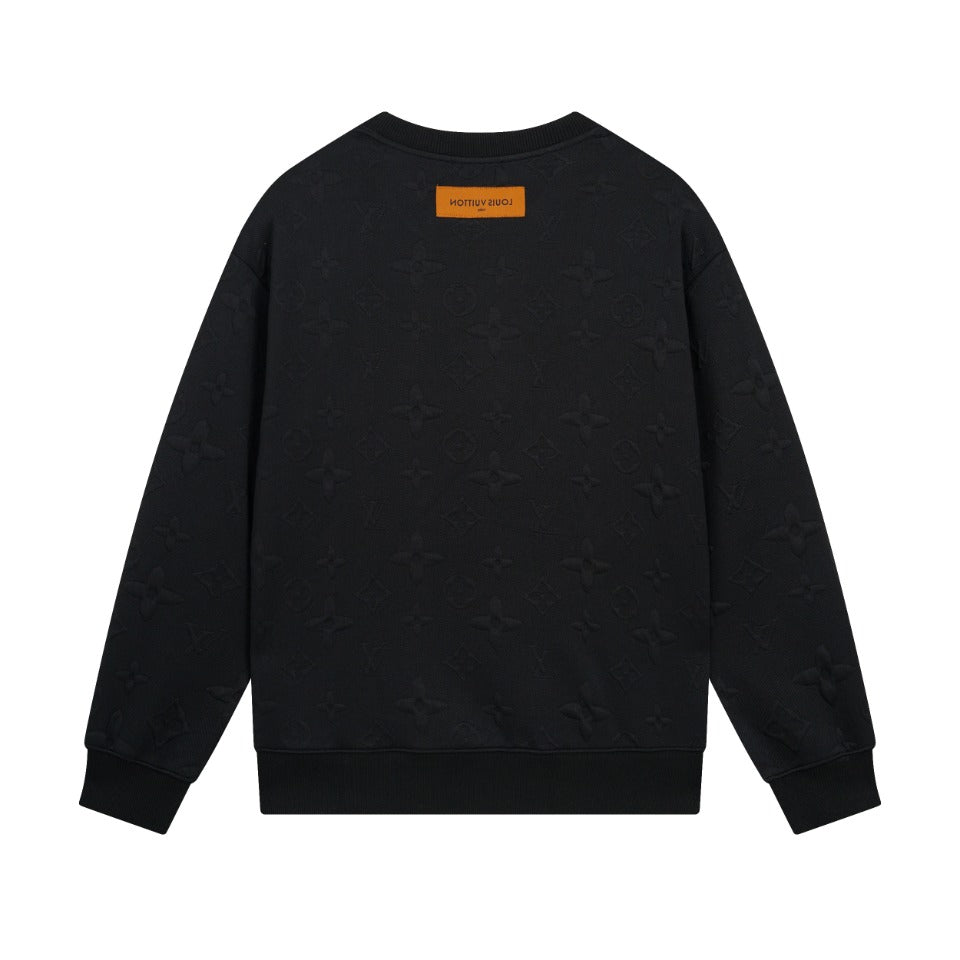 The master personally designed a new fashion brand with embossed monogram logo round neck sweatshirt