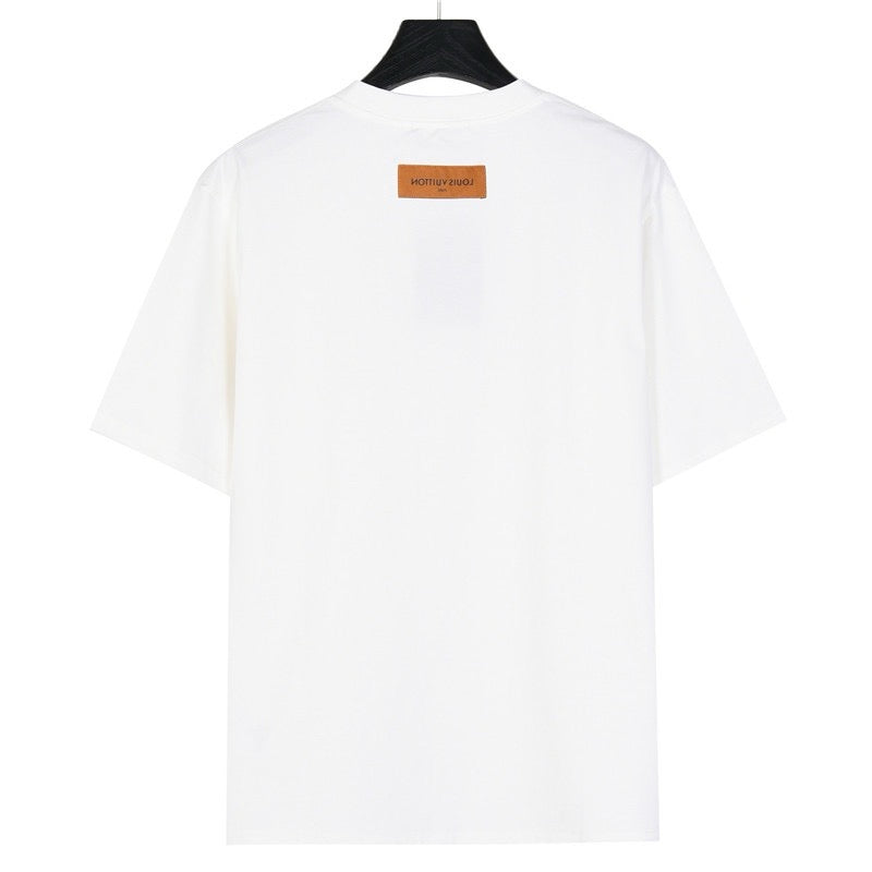 Short-sleeved T-shirt with "French Dou" printed all over