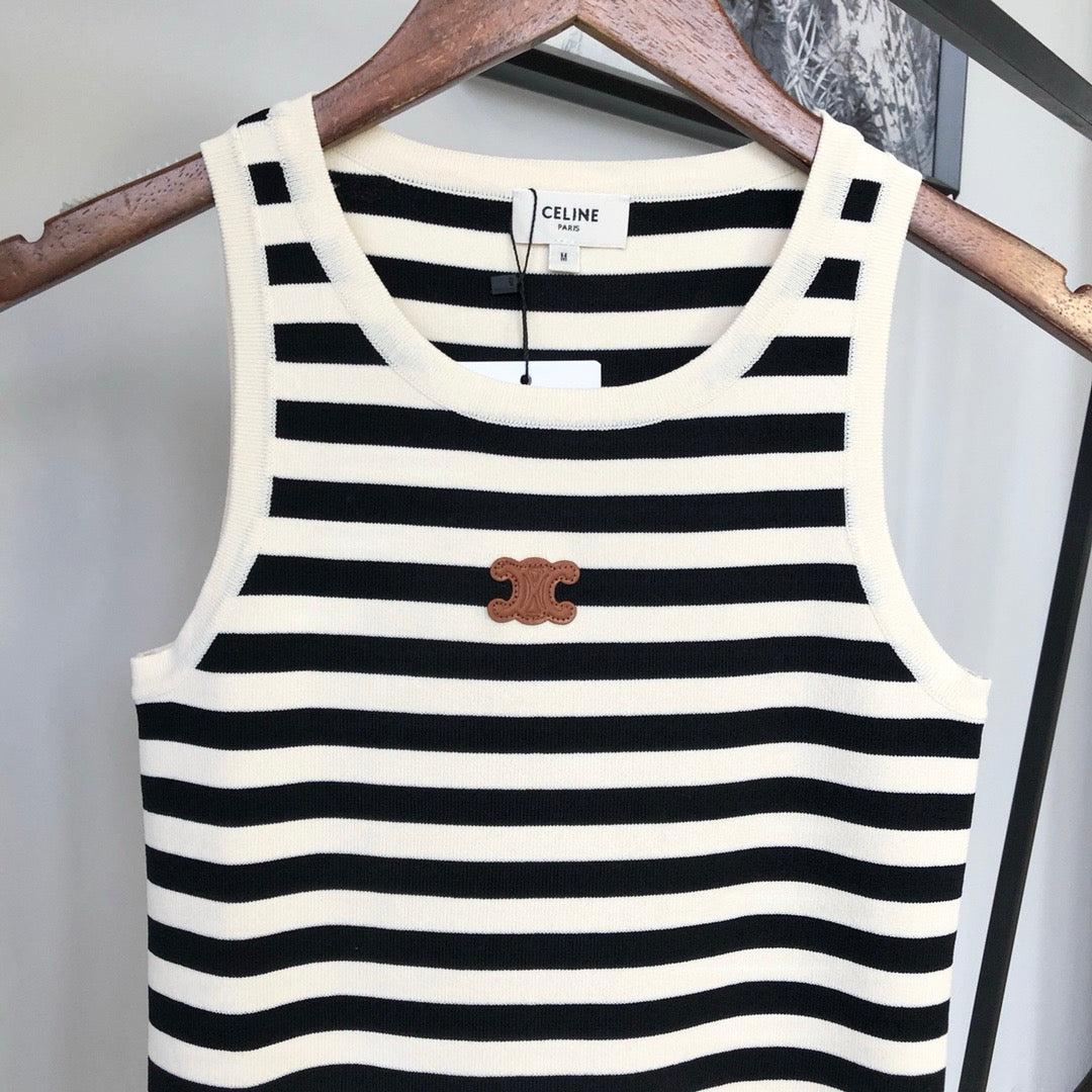 Black and white striped vest