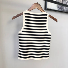 Black and white striped vest