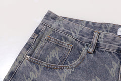 Classic letter-printed logo denim trousers