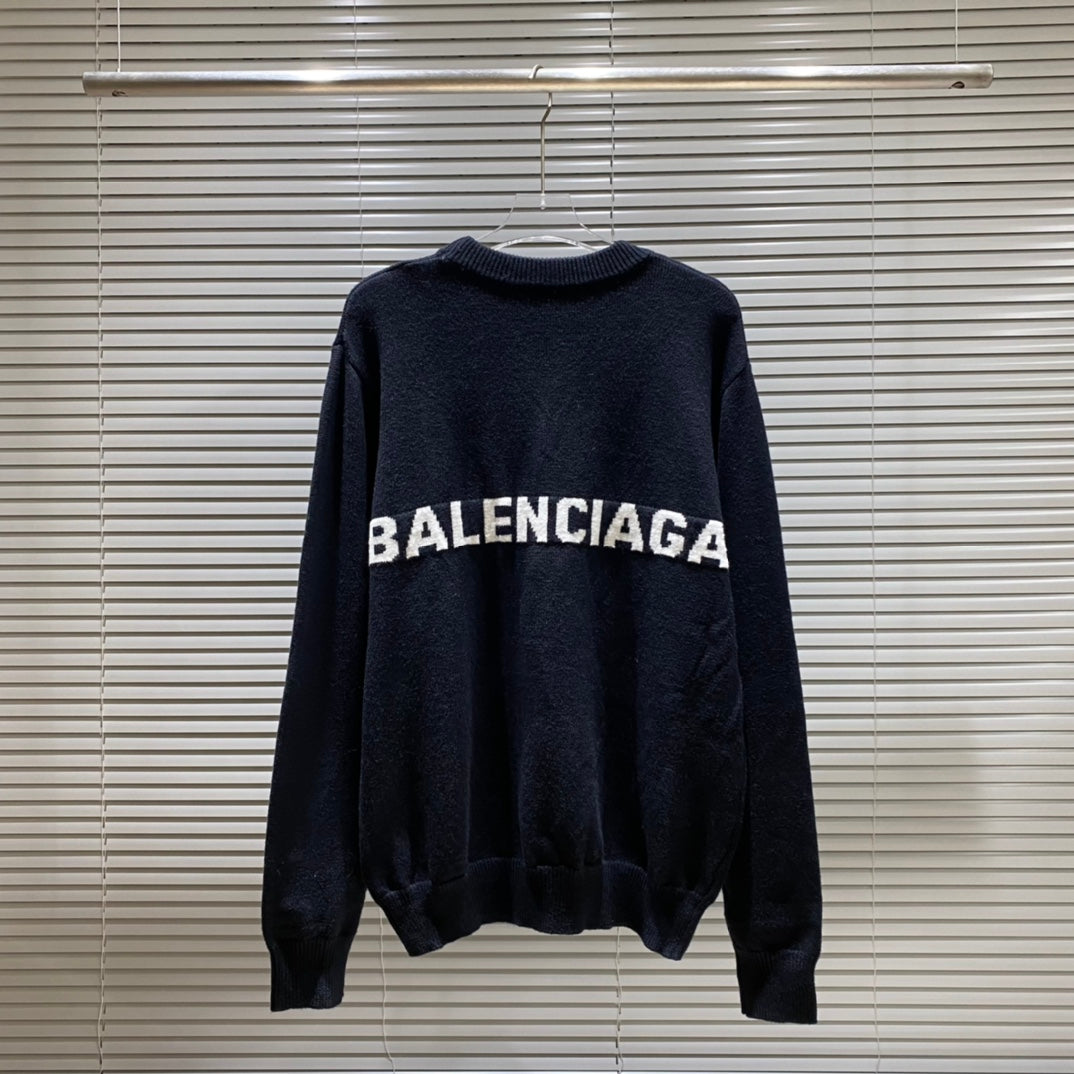 Simple front and back letter logo jacquard crew neck sweater