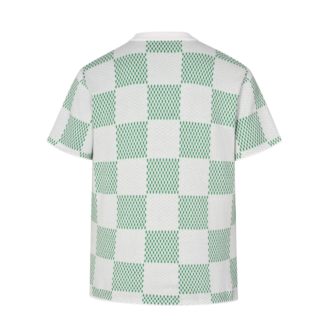 Green checkerboard woolen short sleeves