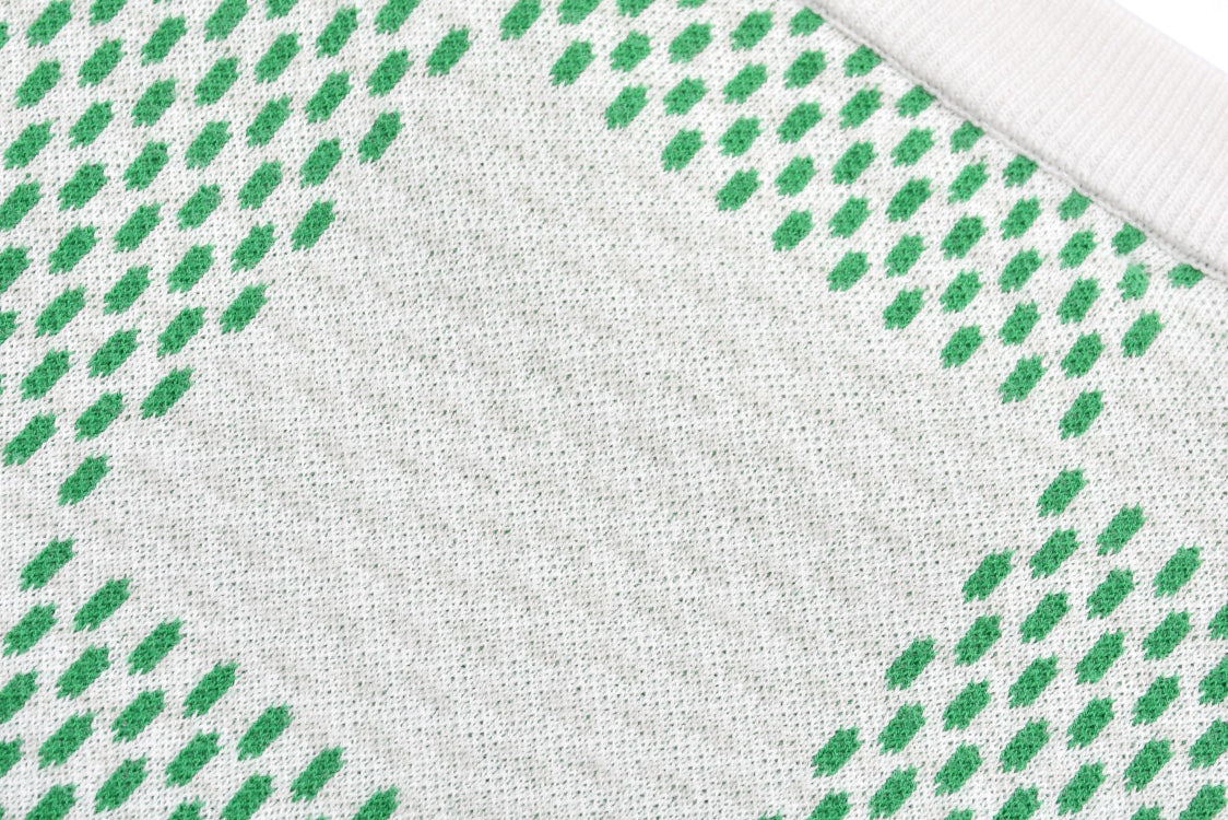 Green checkerboard woolen short sleeves